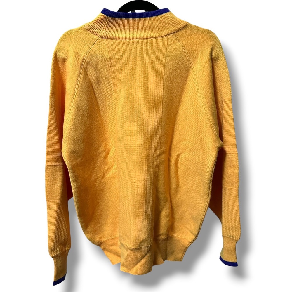 Vintage Bogner Yellow Wool Blend Sweater Embroidered Mock Neck Ski Men's M Ski - Picture 2 of 10